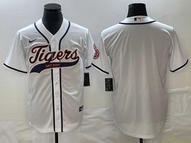 Mens Detroit Tigers Blank White Cool Base Stitched Baseball Jersey->detroit tigers->MLB Jersey